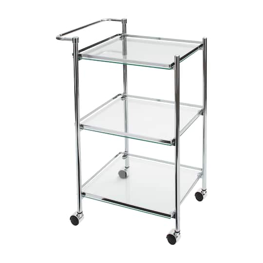 Organize It All Chrome 3-Tier Tempered Glass Rolling Serving Cart